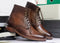 Ankle High Handmade Brown Pure Leather Lace Up Boot, Men's Classic Leather Boot With Rubber Sole Style