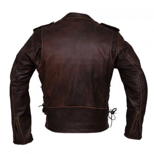 Antique Brown Biker Leather Jacket For Men Brando Style