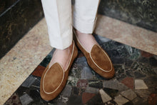 Load image into Gallery viewer, Beige Belgian Loafer Velvet Shoes, Double Monk Style Men Party Shoes
