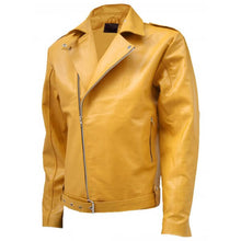 Load image into Gallery viewer, Biker Look Yellow Leather Jacket Men
