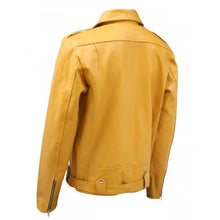 Load image into Gallery viewer, Biker Look Yellow Leather Jacket Men
