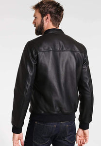 Handmade Black Bomber Leather Jacket for Men Flight Jacket - leathersguru
