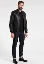 Load image into Gallery viewer, Handmade Black Bomber Leather Jacket for Men Flight Jacket - leathersguru
