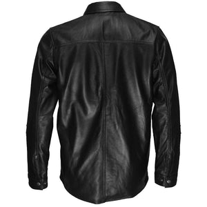 Handmade Black Lambskin Leather Collared Lightweight Jacket Over Shirt,Men genuine leather jacket - leathersguru
