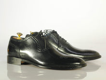 Load image into Gallery viewer, Handmade\ Black Brogue Toe Leather Formal Men&#39;s Shoes - leathersguru
