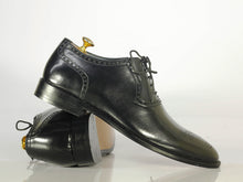 Load image into Gallery viewer, Handmade\ Black Brogue Toe Leather Formal Men&#39;s Shoes - leathersguru
