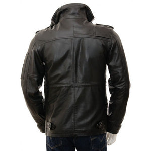 Black Leather Coat Jacket, Men Cagliari Leather Coat Blazer
