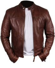 Load image into Gallery viewer, Bomber Rider Slim Fit Casual Stylish Brown Real Leather Jacket
