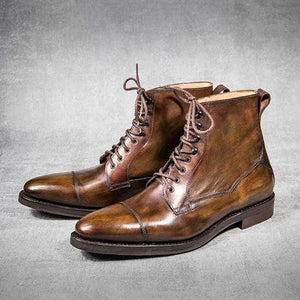 Men's Tan brown Leather Casual Boot - leathersguru