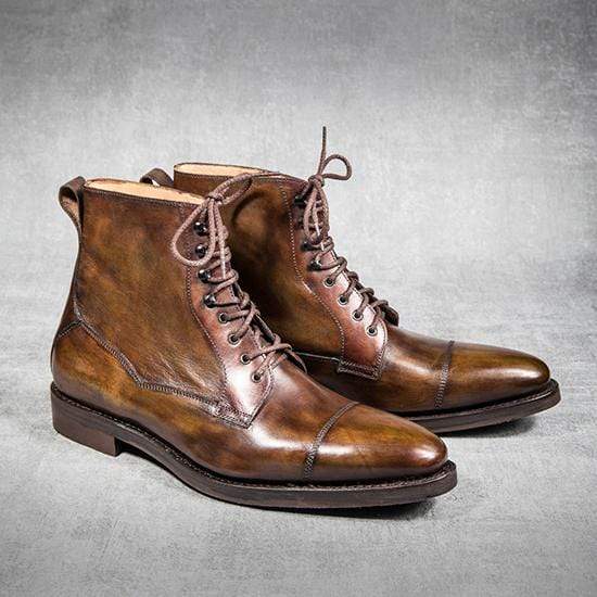 Men's Tan brown Leather Casual Boot - leathersguru