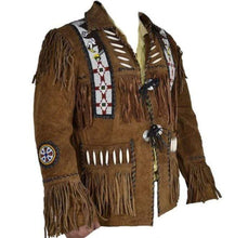 Load image into Gallery viewer, Handmade Brown Cowboy Suede Jacket,New Cowboy With Fringe Jacket - leathersguru
