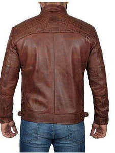 Brown Leather Cafe Racer Real Lambskin Distressed Biker Jacket - leathersguru