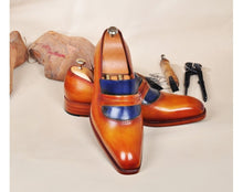 Load image into Gallery viewer, Brown Tan Leather Shoes, Men&#39;s Penny Loafers Moccasin Dress Shoes
