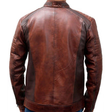 Load image into Gallery viewer, Handmade Cafe Racer Motorcycle Vintage Distressed Brown Waxed Biker Men&#39;s Leather Jacket - leathersguru
