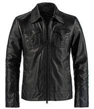 Load image into Gallery viewer, Men&#39;s Genuine Leather Black Slim fit Biker Motorcycle Jacket - leathersguru
