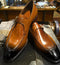Bespoke Brown & Black Leather Split Toe Monk Strap Shoe for Men - leathersguru