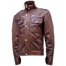 Load image into Gallery viewer, Chocolate Brown Leather Jacket Men
