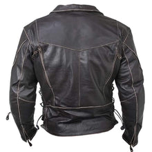 Load image into Gallery viewer, Men&#39;s Vintage Distressed Terminator Brando Biker Cowhide Leather Black Jacket - leathersguru
