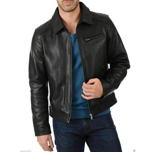 Men's Vintage Distressed Brown Leather Shirt Jacket - leathersguru