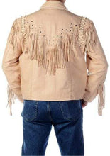 Load image into Gallery viewer, Western Men 1980&#39; Cowboy Cream Color Fringe Jacket - leathersguru
