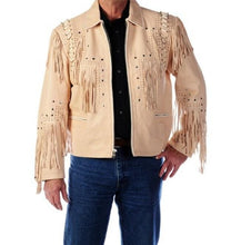 Load image into Gallery viewer, Western Men 1980&#39; Cowboy Cream Color Fringe Jacket - leathersguru
