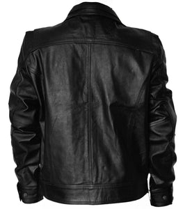 Stylish Black Flap Pocket Leather Jacket For Mens