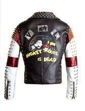 Load image into Gallery viewer, Dead Handmade Multi Color Studded Patches Leather Jacket 
