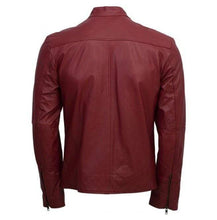 Load image into Gallery viewer, Designer Men Maroon Belted Fashion Leather Jacket Men Military Style Jacket - leathersguru
