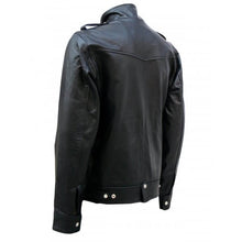 Load image into Gallery viewer, Flapper Pockets Black Leather Jacket Men 
