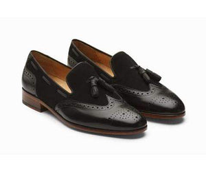 Handmade Black Loafers Suede Leather Shoe - leathersguru