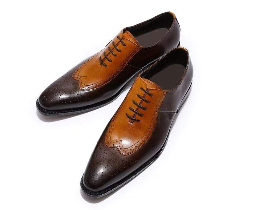 Men's Tan Brown Brogue Lace Up Shoe - leathersguru