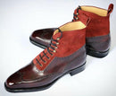 Handmade Brown Two Tone Leather Ankle Boot - leathersguru