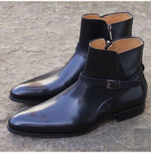 Load image into Gallery viewer, Handmade Men Black Jodhpurs Ankle High boot - leathersguru
