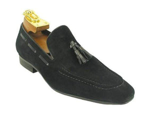 Handmade Black Suede Loafers Tussles Shoes - leathersguru