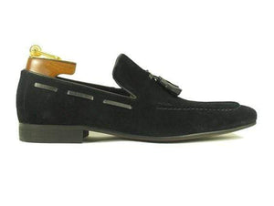 Handmade Black Suede Loafers Tussles Shoes - leathersguru