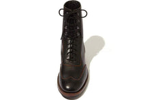 Load image into Gallery viewer, Men&#39;s Leather Black Wing Tip Brogue Ankle High Boot - leathersguru
