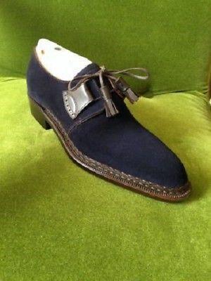 Handmade Navy Blue Suede Derby Lace Up Shoes - leathersguru