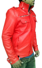 Load image into Gallery viewer, New Men&#39;s Red Bomber Slim Fit Leather Jacket, Men leather jacket - leathersguru
