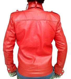 New Men's Red Bomber Slim Fit Leather Jacket, Men leather jacket - leathersguru