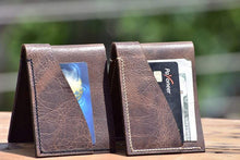 Load image into Gallery viewer, Men&#39;s Minimal Leather wallet, Card Holder Leather Wallet, Minimal Leather Wallet, Personalized minimalist leather wallet - leathersguru
