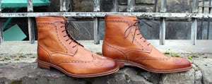 Handmade Ankle High Wing Tip Boots Brogue Formal Trendy Fashion Tuxedo Boot