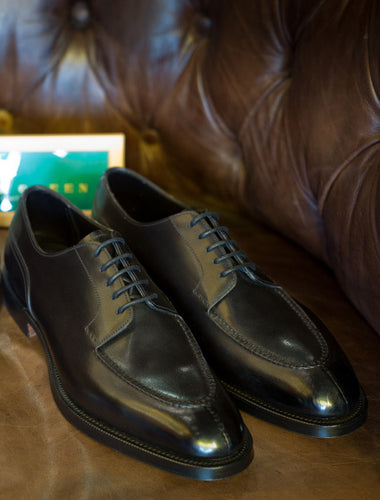 Bespoke Black Leather Split Toe Lace Up Shoe Men Oxford Shoes - leathersguru