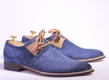 Load image into Gallery viewer, Bespoke Blue Suede Side Lace Up Shoe for Men - leathersguru
