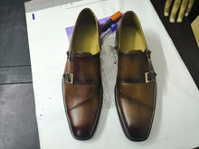 Load image into Gallery viewer, Handmade Brown Color Double Monk Strap Leather Shoes, Stylish Dress Formal Shoes
