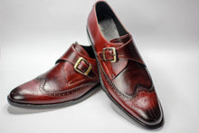 Load image into Gallery viewer, Handmade Brown Single Buckle WingTip Cow Leather Soes , Formal Classic Shoes
