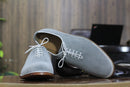 Handmade Grey Suede Lace Up Shoes, Men's Plain Toe Classic Men's Shoes