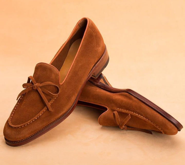 Handmade Loafer Slip On Suede Shoes, Men's Brown Color Moccasin Fashion Shoes