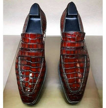 Load image into Gallery viewer, Handmade Men Alligators Leather Shoes, Men Crocodile Leather Shoe, moccasin shoe
