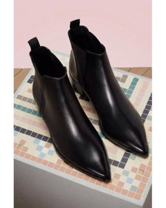 Handmade Men Black Pointed Toe Chelsea Boots, Men Black Leather Ankle Boots