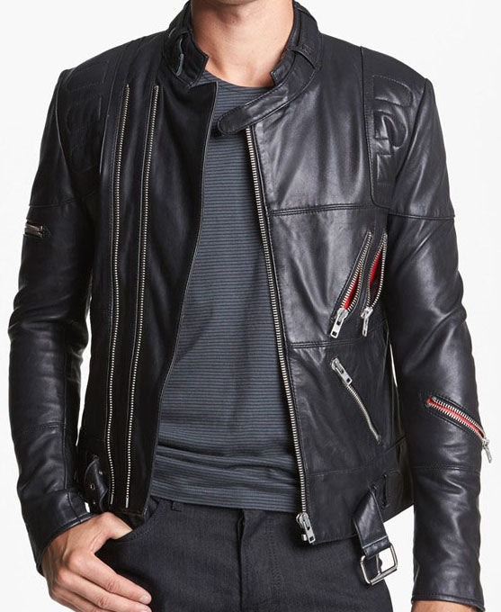 New Black Biker Style Leather Jacket for Men - Sleek and Stylish Design